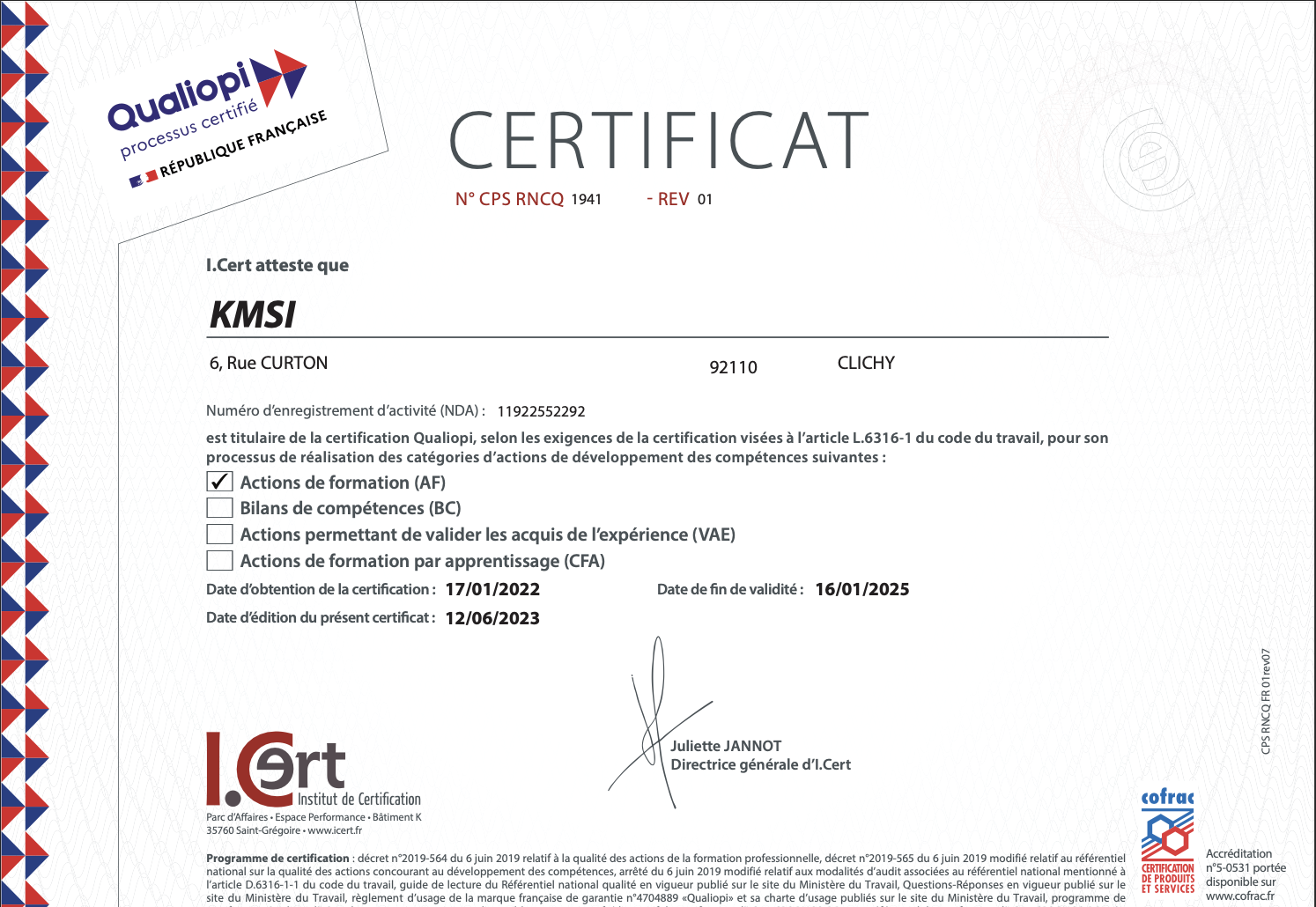 Certification qualiopi